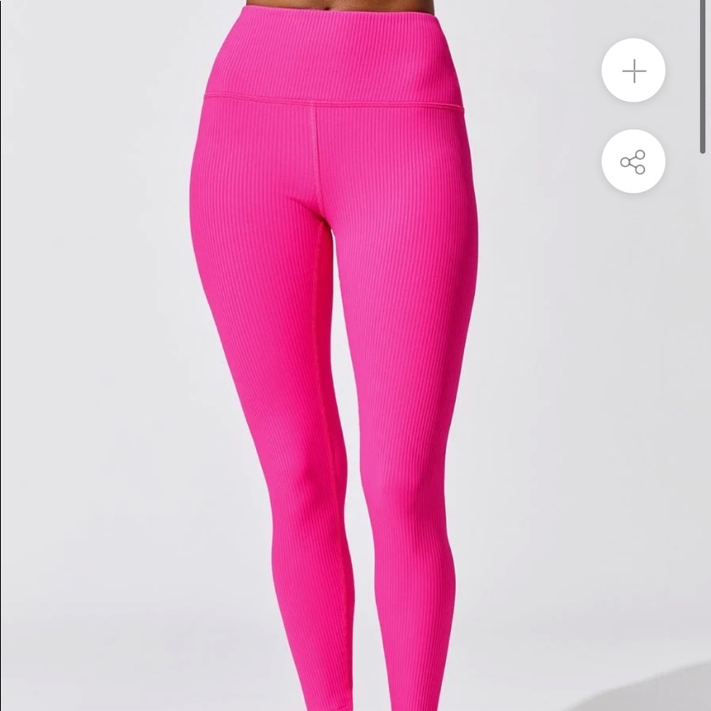 Carbon39 ribbed 7/8 leggings in hot pink